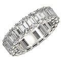 14K white gold eternity ring with emerald cut diamond stones, 7 ct total