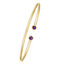 14K Yellow Gold Amethyst Open Cuff Bangle (2.00 mm)