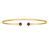 14K Yellow Gold Amethyst Open Cuff Bangle (2.00 mm) thumbnail 2