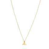 14K yellow gold whale tail pendant necklace with polished flukes thumbnail 1