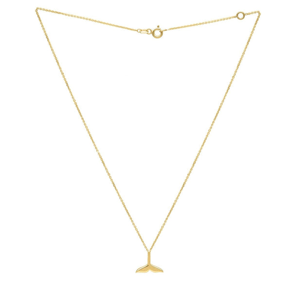Whale Tail Necklace in 14K Yellow Gold