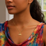 Whale Tail Necklace in 14K Yellow Gold thumbnail 4