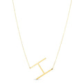 14K yellow gold initial H pendant necklace with polished finish