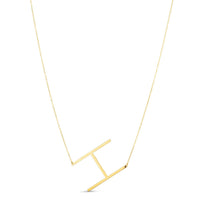 14K Yellow Gold Yours Truly Large Initial H Necklace
