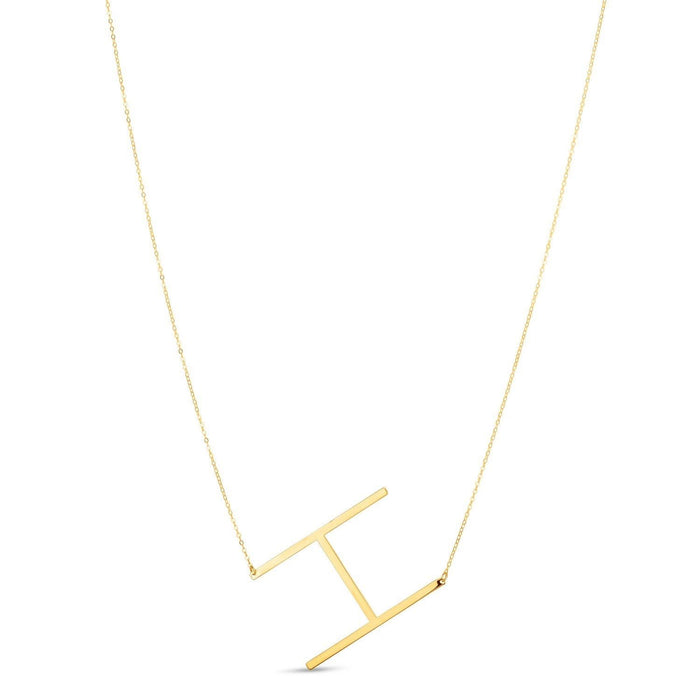 14K Yellow Gold Yours Truly Large Initial H Necklace