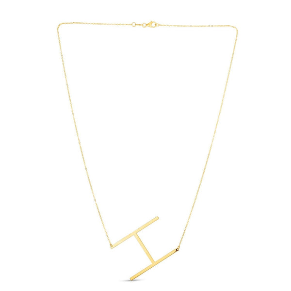 14K Yellow Gold Yours Truly Large Initial H Necklace
