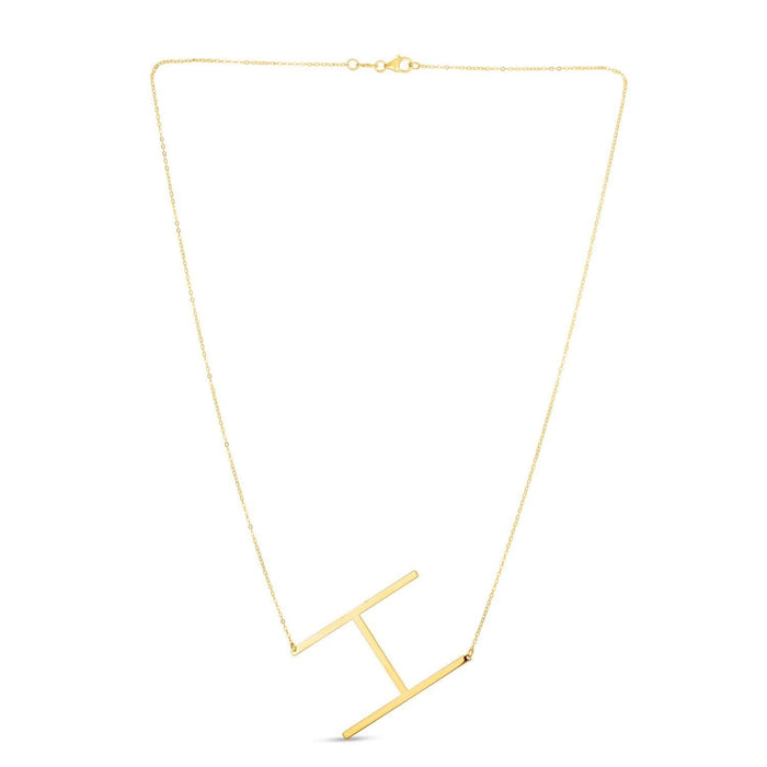 14K Yellow Gold Yours Truly Large Initial H Necklace