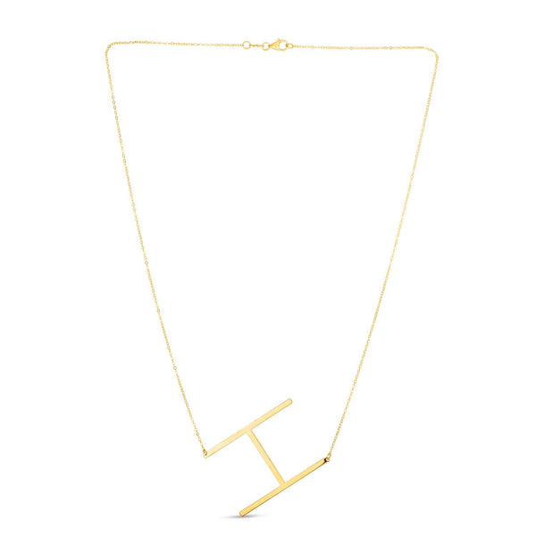14K Yellow Gold Yours Truly Large Initial H Necklace