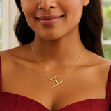 14K Yellow Gold Yours Truly Large Initial H Necklace thumbnail 4