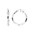 925 sterling silver round wavy profile hoop earrings, 2x20mm polished finish