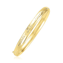 Load image into Gallery viewer, 14k Yellow Gold Dome Florentine Design Bangle (5.00 mm)