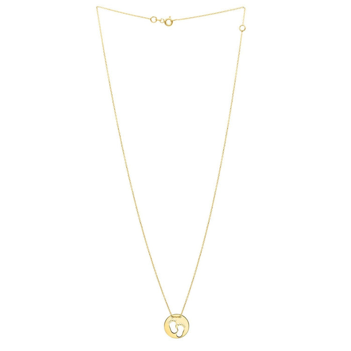 Baby Footprints Necklace in 10K Yellow Gold