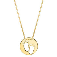 Baby Footprints Necklace in 10K Yellow Gold