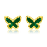 14K Yellow Gold Primavera Malachite Butterfly Stud Earrings thumbnail 2