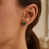 14K Yellow Gold Primavera Malachite Butterfly Stud Earrings thumbnail 3