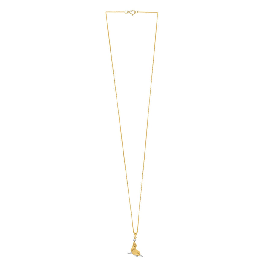 Seal Necklace in 10k Two Tone Gold