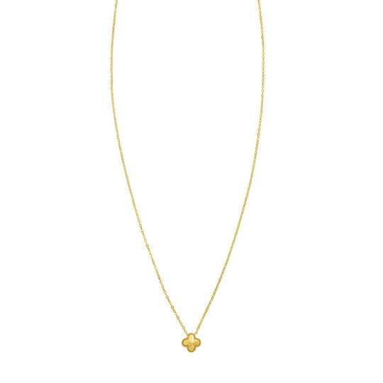 14K Yellow Gold Puffed Mini Clover Pendant Necklace
