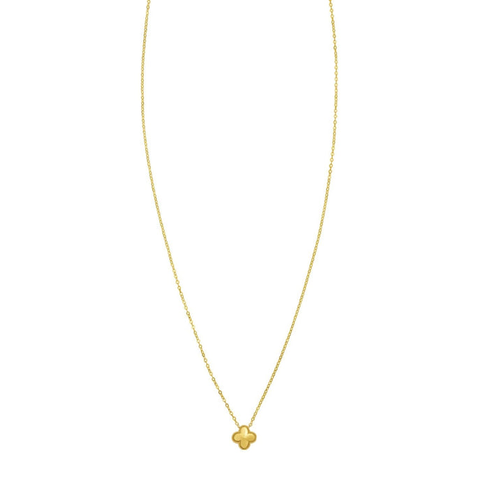 14K Yellow Gold Puffed Mini Clover Pendant Necklace