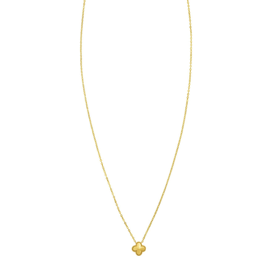 14K Yellow Gold Puffed Mini Clover Pendant Necklace