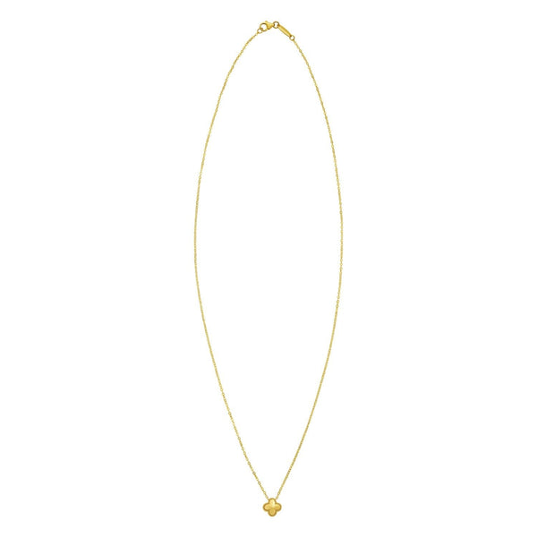 14K Yellow Gold Puffed Mini Clover Pendant Necklace