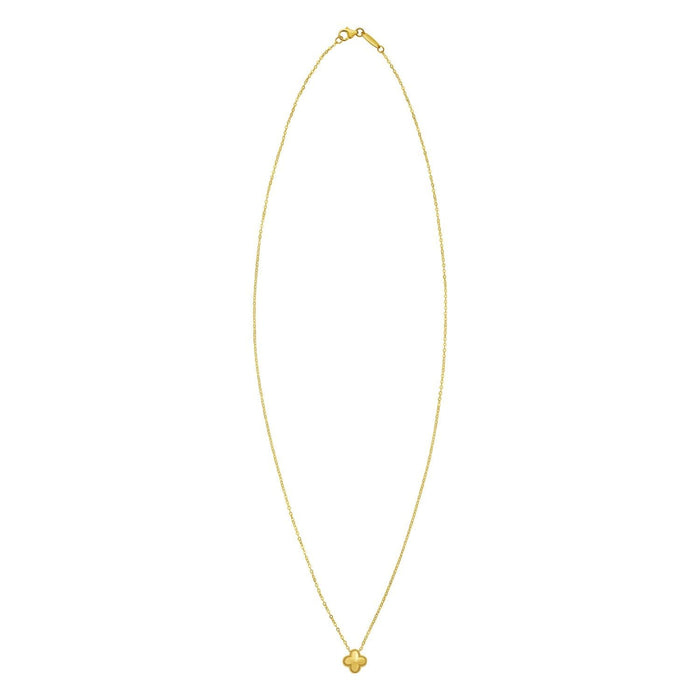 14K Yellow Gold Puffed Mini Clover Pendant Necklace