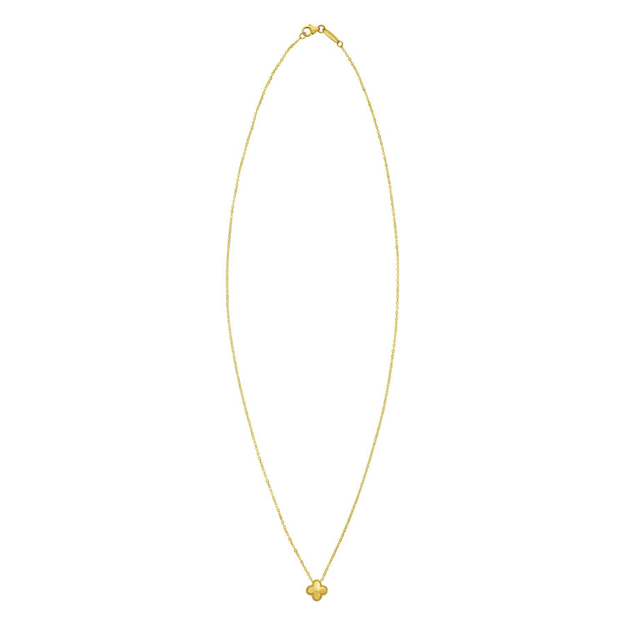 14K Yellow Gold Puffed Mini Clover Pendant Necklace
