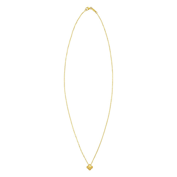 14K Yellow Gold Puffed Mini Clover Pendant Necklace