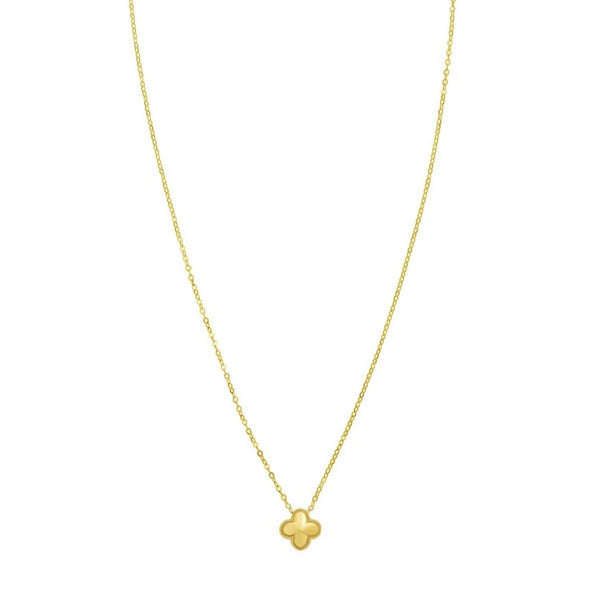 14K Yellow Gold Puffed Mini Clover Pendant Necklace