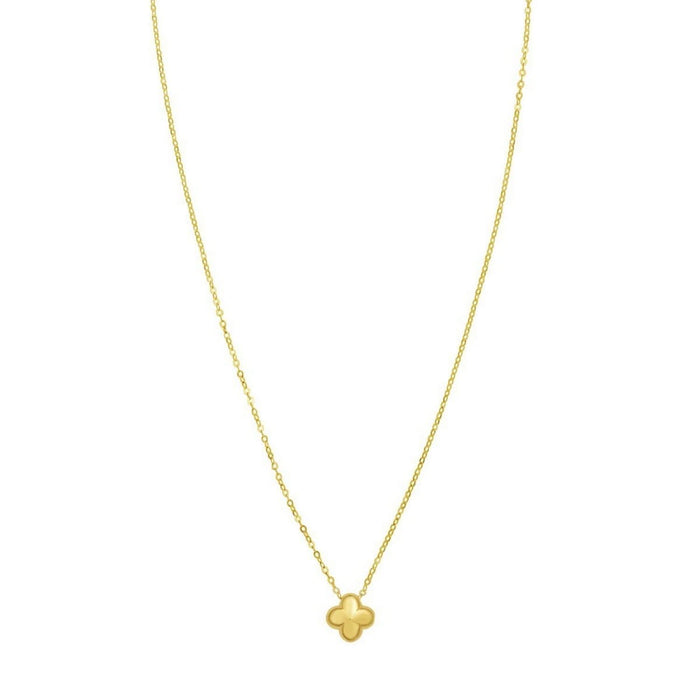 14K Yellow Gold Puffed Mini Clover Pendant Necklace