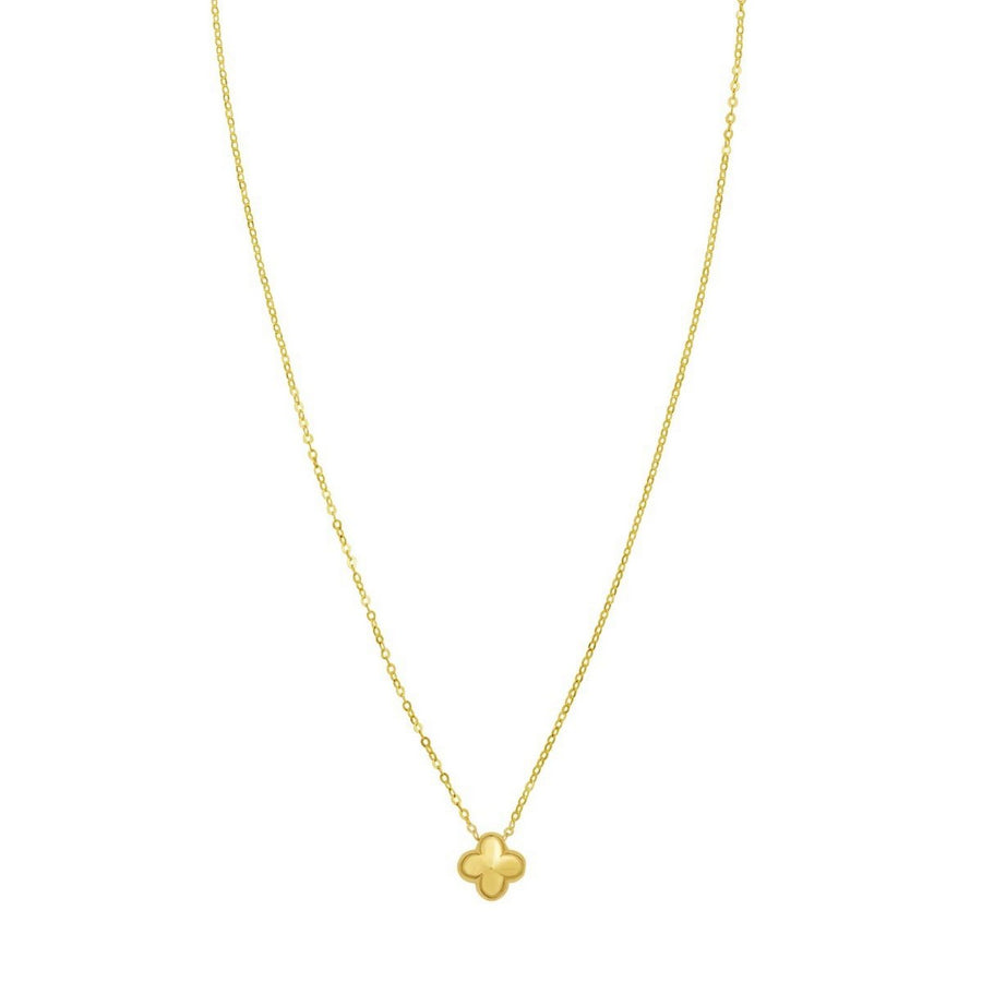 14K Yellow Gold Puffed Mini Clover Pendant Necklace