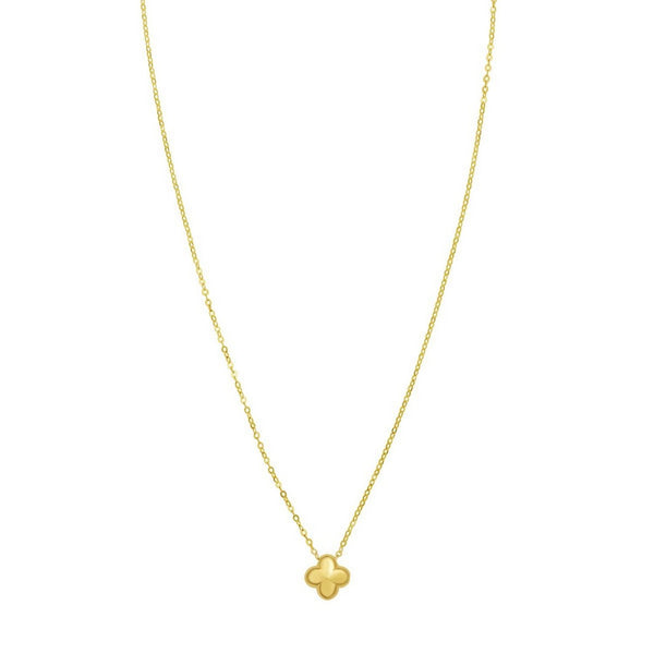 14K Yellow Gold Puffed Mini Clover Pendant Necklace