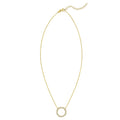 14K yellow gold open circle pendant necklace on a fixed bail