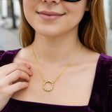 14K Yellow Gold Diamon Oro Circle Necklace thumbnail 3