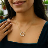 14K Yellow Gold Diamon Oro Circle Necklace thumbnail 4