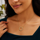 14K Yellow Gold Diamon Oro Circle Necklace thumbnail 5
