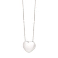 925 sterling silver rhodium plated puffy heart pendant necklace