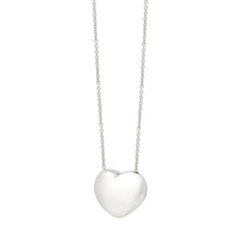 Sterling Silver Rhodium Plated Puffy Heart Necklace