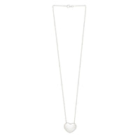 Sterling Silver Rhodium Plated Puffy Heart Necklace