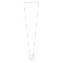 Sterling Silver Rhodium Plated Puffy Heart Necklace