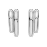 Sterling Silver Double Row Big and Small Round Hoop Earrings thumbnail 2