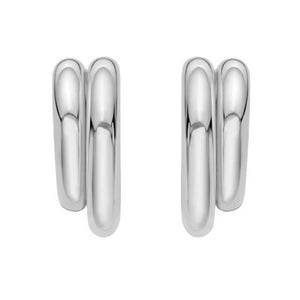 Sterling Silver Double Row Big and Small Round Hoop Earrings
