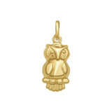 14K yellow gold polished owl charm pendant with integrated bail thumbnail 1