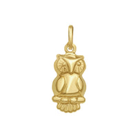 14K Yellow Gold Polished Owl Charm Pendant