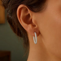 Sterling Silver Large Hoop Earrings with Braid Texture