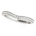 14K white gold curved wedding band with round diamond stones