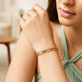 14k Yellow Gold Diamante Paperclip Chain Bracelet (7.00 mm) thumbnail 4