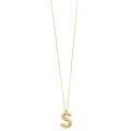 14K yellow gold initial S pendant with polished bail