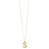14K yellow gold initial S pendant with polished bail thumbnail 1