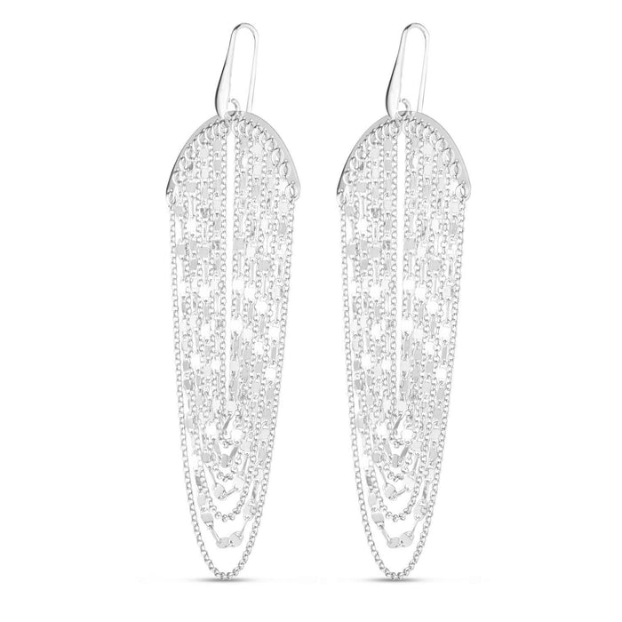 Sterling Silver Multi Strand Chain Drop Chandelier Earrings