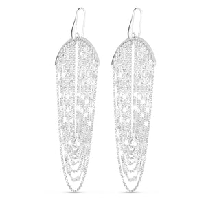 Sterling Silver Multi Strand Chain Drop Chandelier Earrings